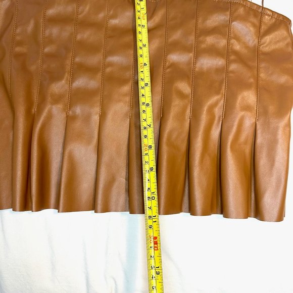 Brown Faux Leather Set the Scene Pleated Crop Tank Top - Picture 13 of 16